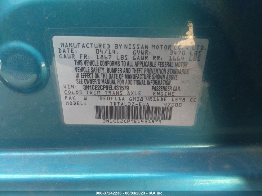 2014 NISSAN VERSA NOTE SV - 3N1CE2CP9EL431579