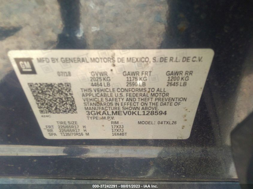 2019 GMC TERRAIN SLE - 3GKALMEV0KL128594