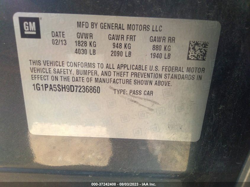 2013 CHEVROLET CRUZE LS - 1G1PA5SH9D7236860