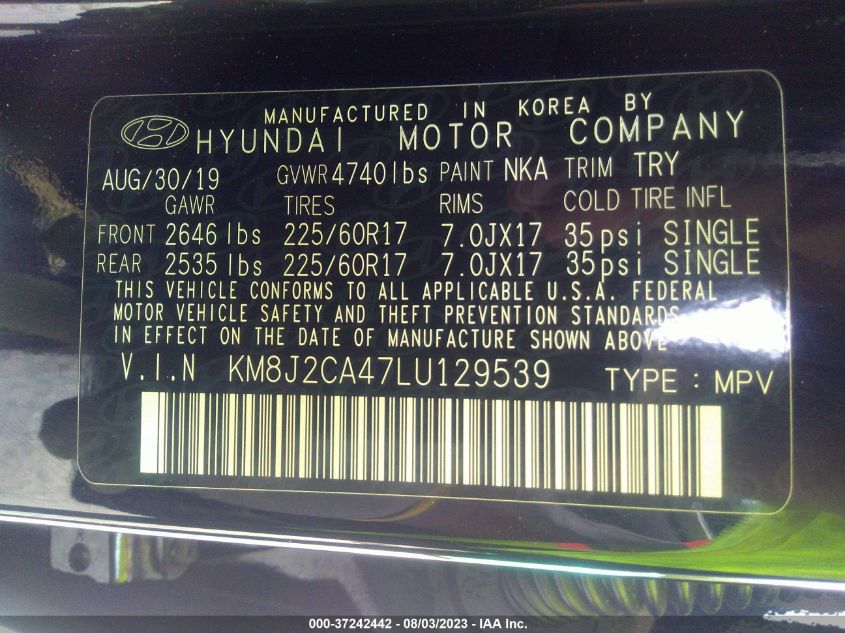 2020 HYUNDAI TUCSON SE - KM8J2CA47LU129539