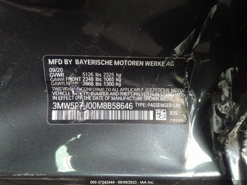 2021 BMW 3 SERIES 330E - 3MW5P7J00M8B58646