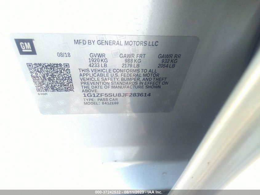 2018 CHEVROLET MALIBU HYBRID - 1G1ZF5SU8JF283614