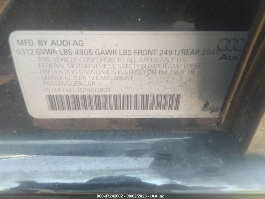2013 AUDI A4 PREMIUM PLUS - WAUFFAFL7DN003824