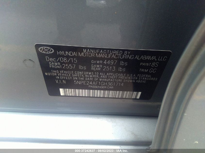 2016 HYUNDAI SONATA 2.4L SE - 5NPE24AF1GH361714