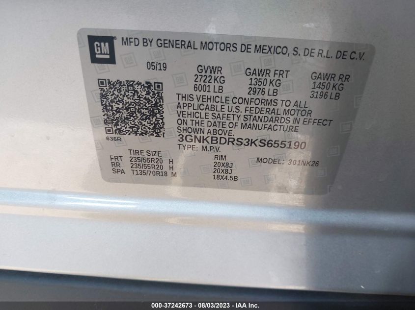 2019 CHEVROLET BLAZER 3LT - 3GNKBDRS3KS655190