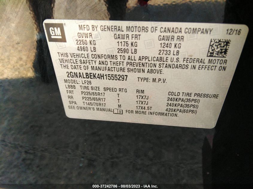 2017 CHEVROLET EQUINOX LS - 2GNALBEK4H1555297