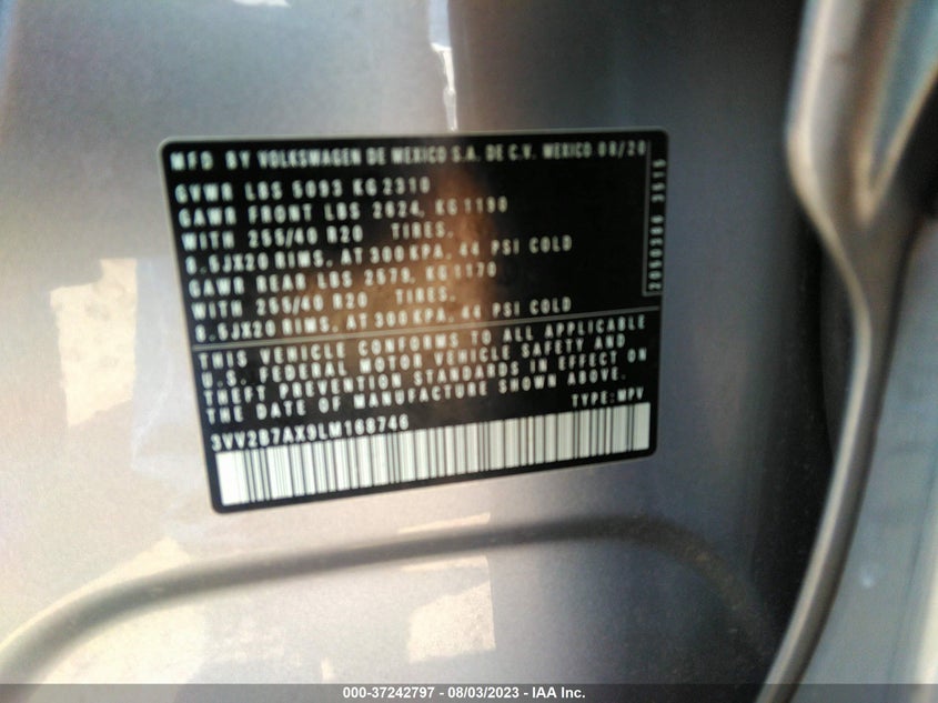 VIN 3VV2B7AX9LM168746 2020 VOLKSWAGEN TIGUAN SE/SEL/SE R-LINE BLACK