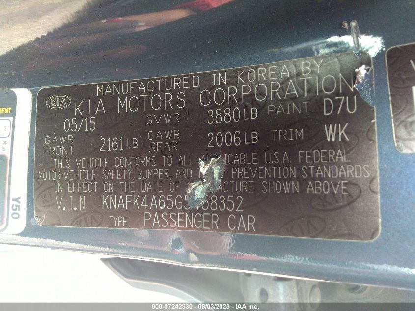 2016 KIA FORTE LX - KNAFK4A65G5458352