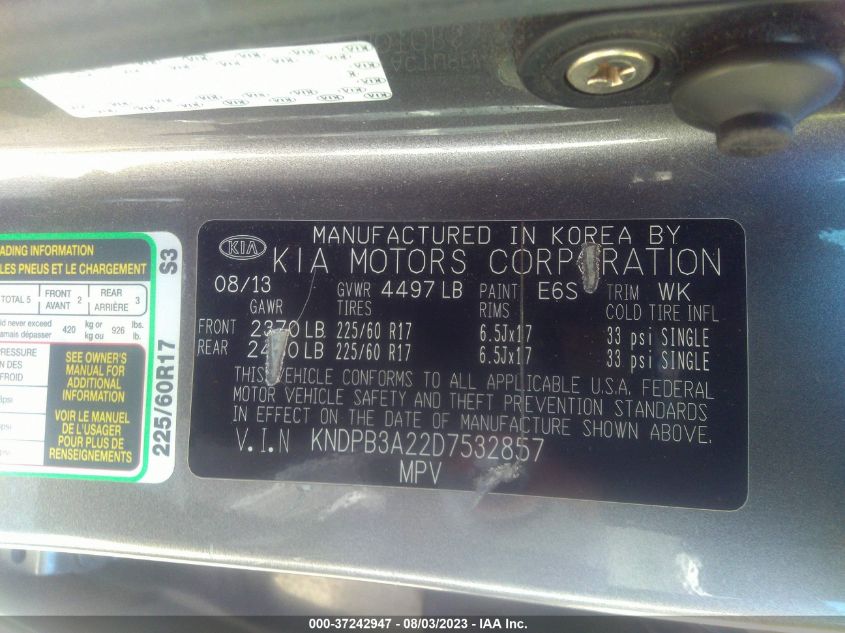 2013 KIA SPORTAGE LX - KNDPB3A22D7532857