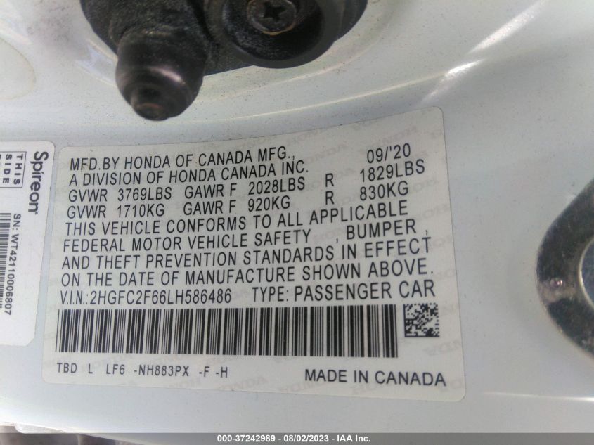 2020 HONDA CIVIC SEDAN LX - 2HGFC2F66LH586486