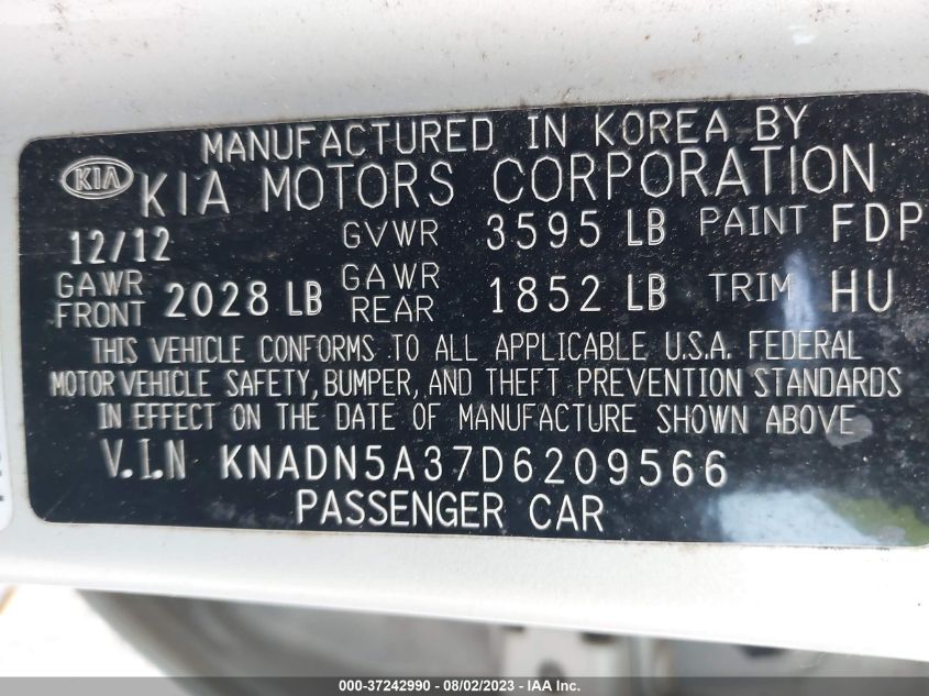 2013 KIA RIO EX - KNADN5A37D6209566