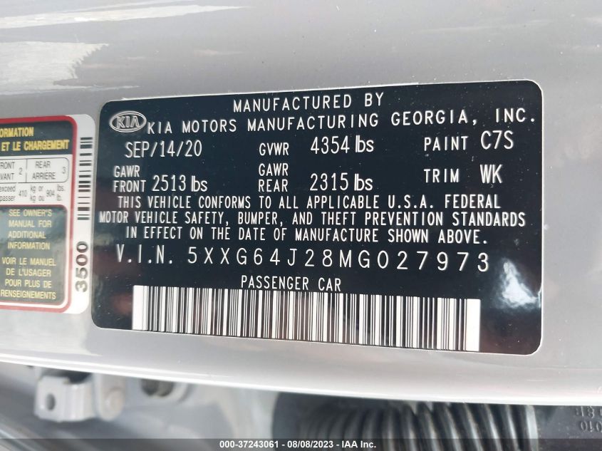 2021 KIA K5 GT-LINE - 5XXG64J28MG027973