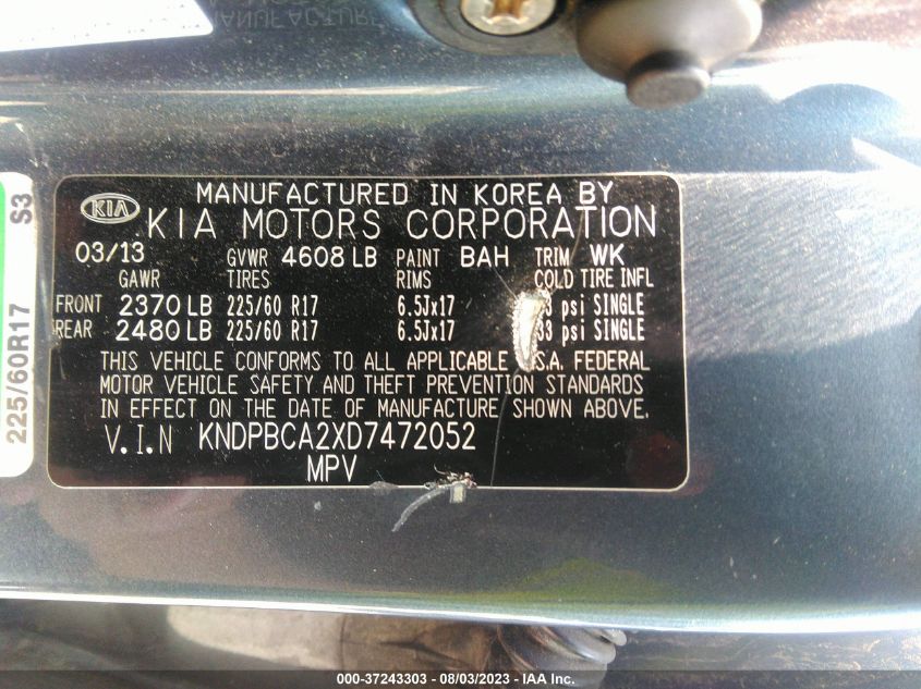 2013 KIA SPORTAGE LX - KNDPBCA2XD7472052