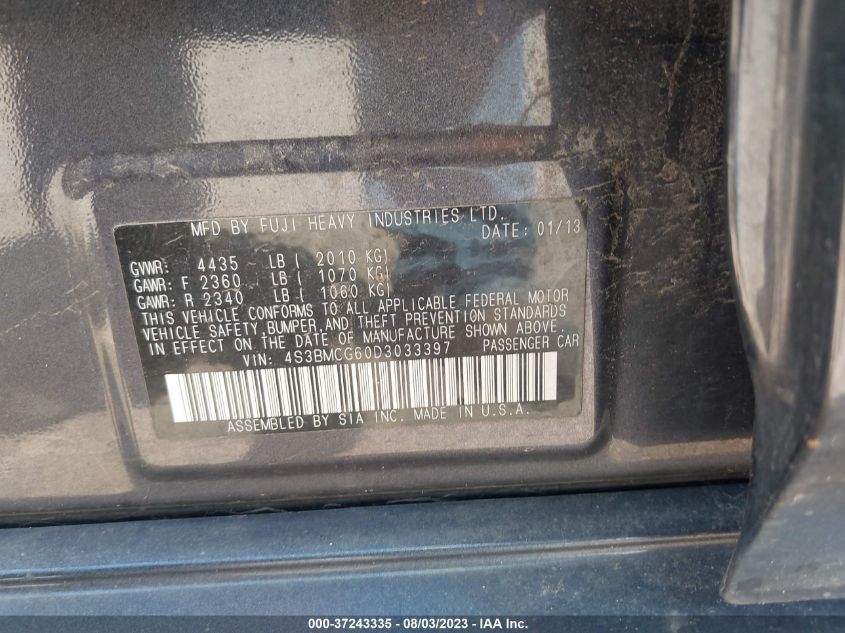2013 SUBARU LEGACY 2.5I SPORT - 4S3BMCG60D3033397
