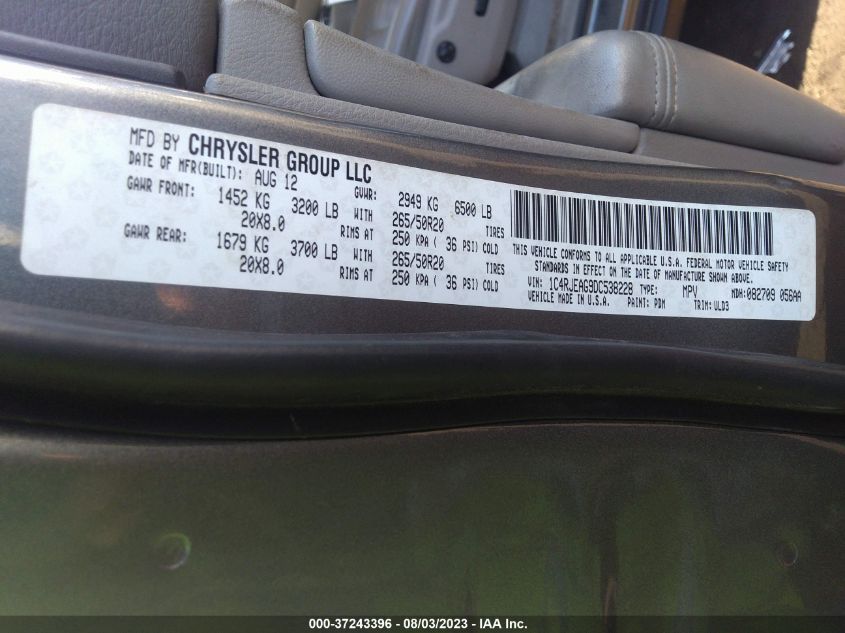2013 JEEP GRAND CHEROKEE LAREDO - 1C4RJEAG9DC538228