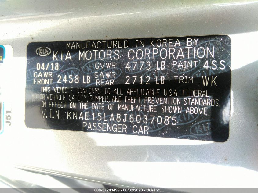 2018 KIA STINGER BASE - KNAE15LA8J6037085