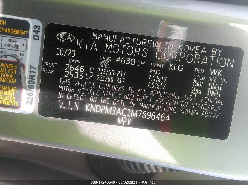 2021 KIA SPORTAGE LX - KNDPM3AC1M7896464