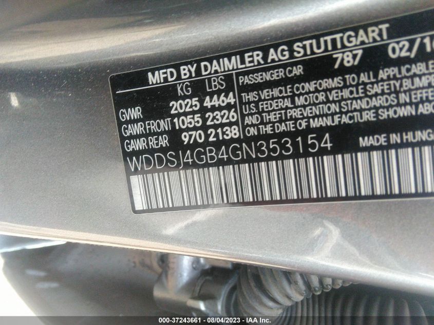 2016 MERCEDES-BENZ CLA CLA 250 - WDDSJ4GB4GN353154