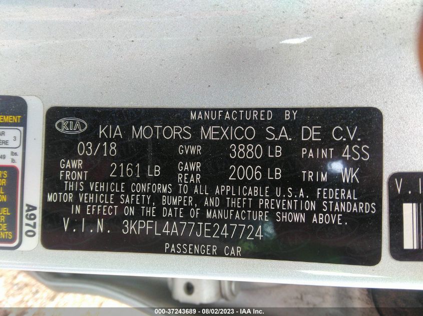 2018 KIA FORTE LX - 3KPFL4A77JE247724