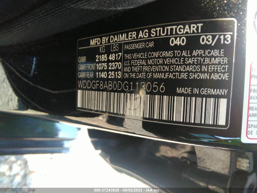 2013 MERCEDES-BENZ C-CLASS C 300 - WDDGF8AB0DG113056