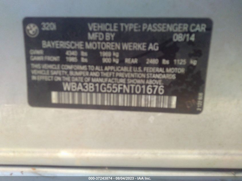 2015 BMW 3 SERIES 320I - WBA3B1G55FNT01676