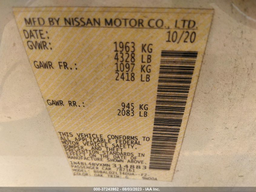 2021 NISSAN ALTIMA 2.5 S - 1N4BL4BVXMN314883