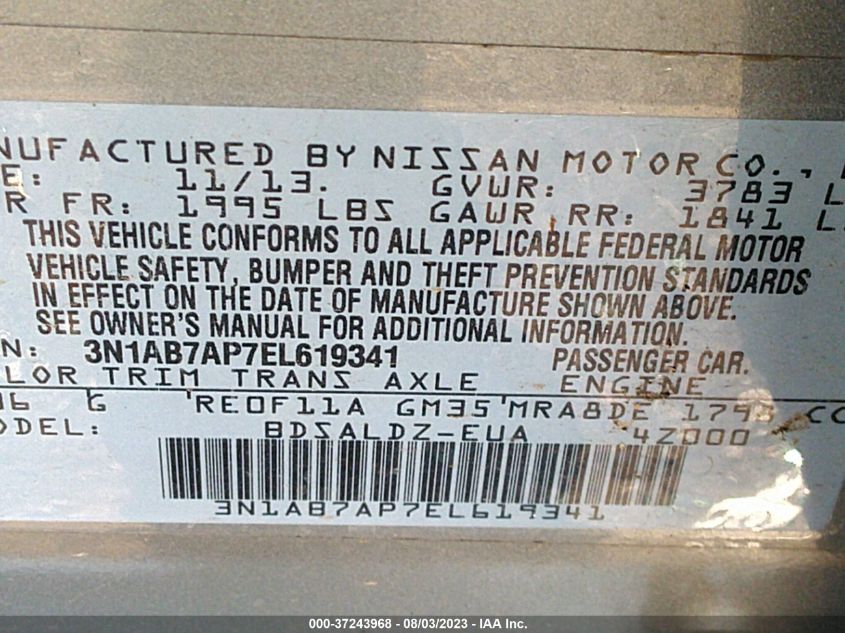 2014 NISSAN SENTRA SV - 3N1AB7AP7EL619341