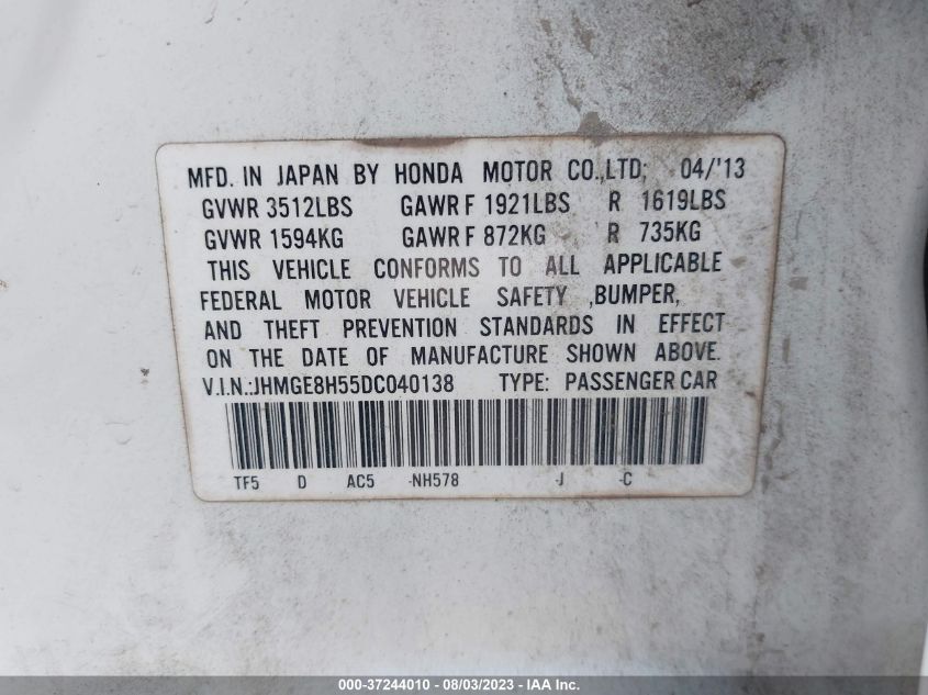 2013 HONDA FIT SPORT - JHMGE8H55DC040138