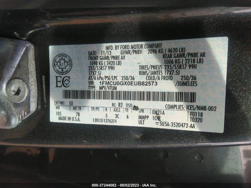 2014 FORD ESCAPE SE - 1FMCU0GX0EUB82573