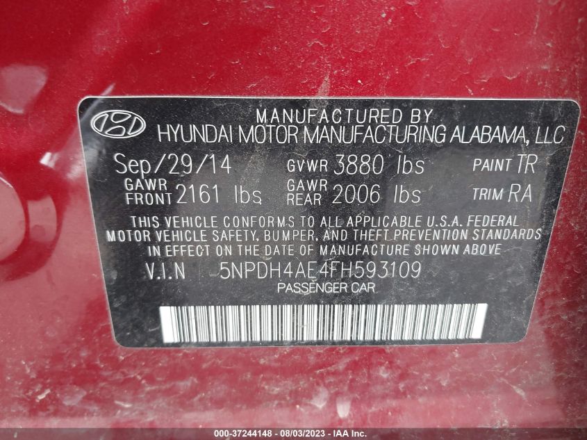 2015 HYUNDAI ELANTRA SE - 5NPDH4AE4FH593109