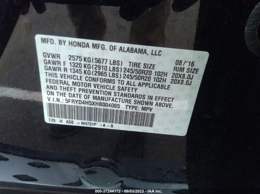 2017 ACURA MDX W/TECHNOLOGY PKG - 5FRYD4H5XHB004065
