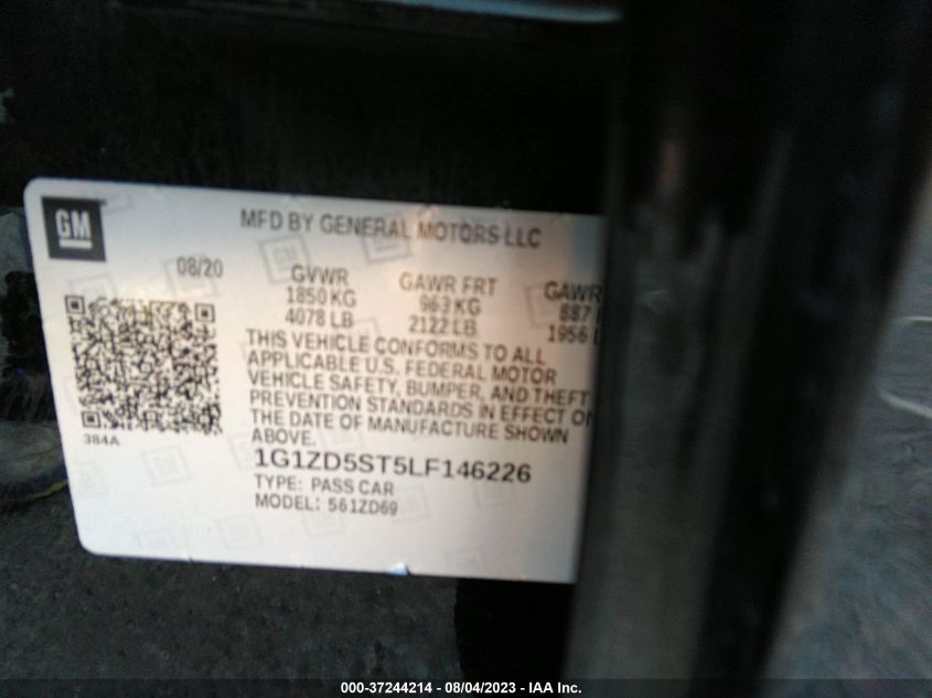 2020 CHEVROLET MALIBU LT - 1G1ZD5ST5LF146226