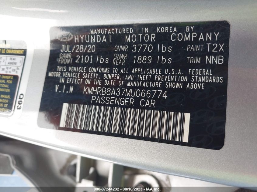 2021 HYUNDAI VENUE SE - KMHRB8A37MU066774