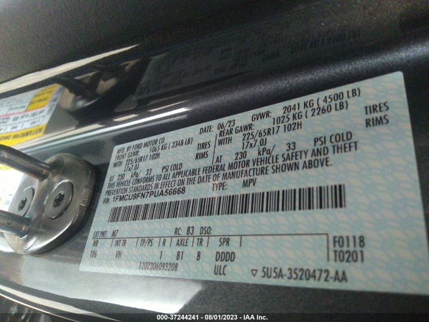 2023 FORD ESCAPE BASE - 1FMCU9FN7PUA56668