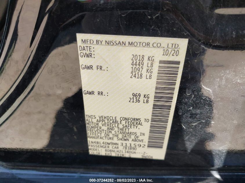 2021 NISSAN ALTIMA 2.5 SV - 1N4BL4DW9MN311592