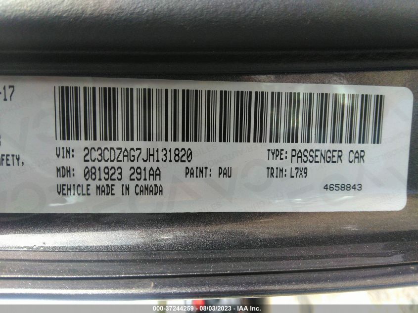 2018 DODGE CHALLENGER SXT - 2C3CDZAG7JH131820