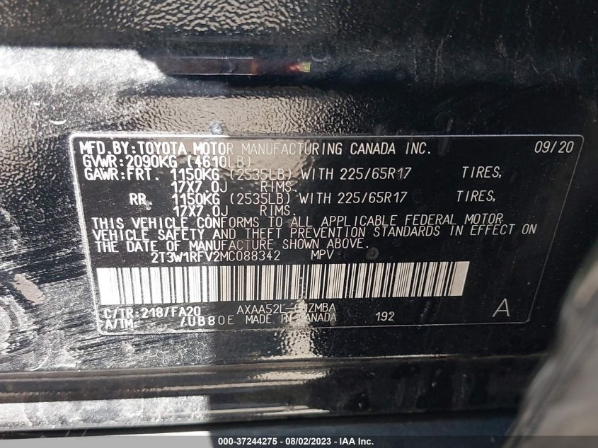 2021 TOYOTA RAV4 XLE - 2T3W1RFV2MC088342