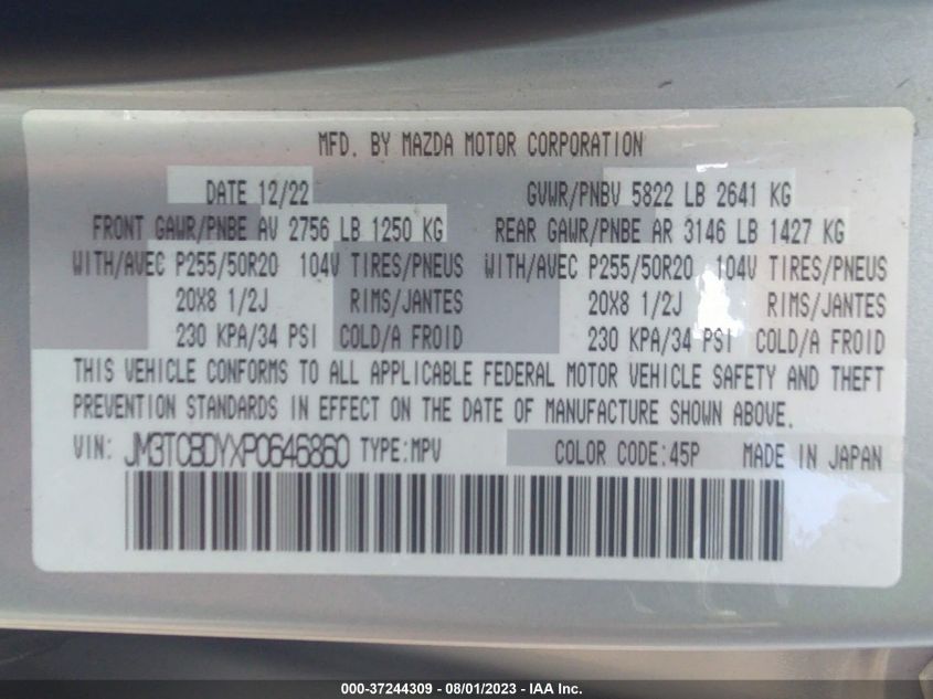 2023 MAZDA CX-9 GRAND TOURING - JM3TCBDYXP0646860