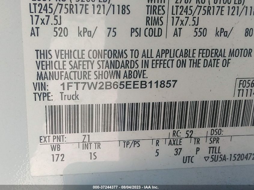 2014 FORD SUPER DUTY F-250 SRW XL/XLT/LARIAT - 1FT7W2B65EEB11857