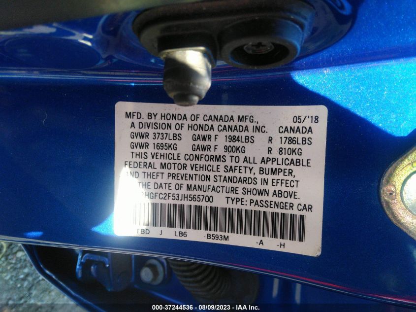 2018 HONDA CIVIC SEDAN LX - 2HGFC2F53JH565700