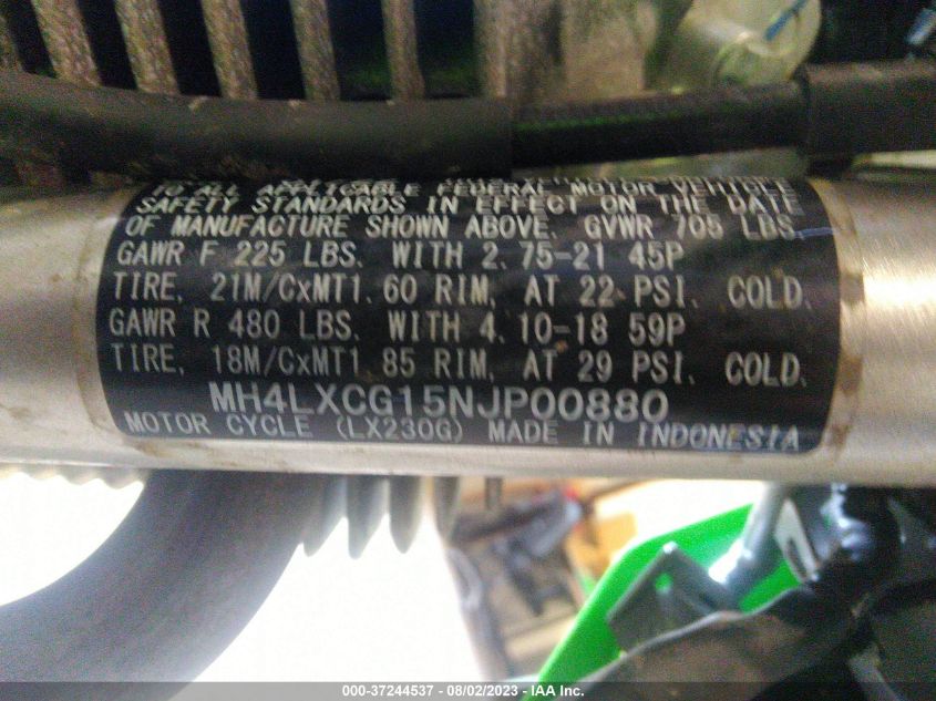 2022 KAWASAKI KLX230 G - MH4LXCG15NJP00880
