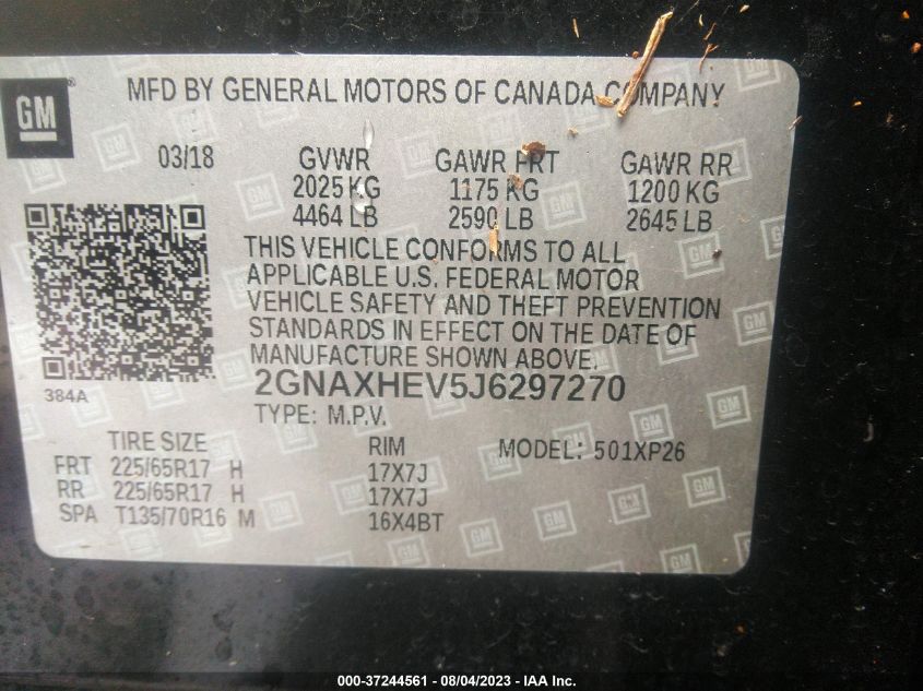 2018 CHEVROLET EQUINOX LS - 2GNAXHEV5J6297270