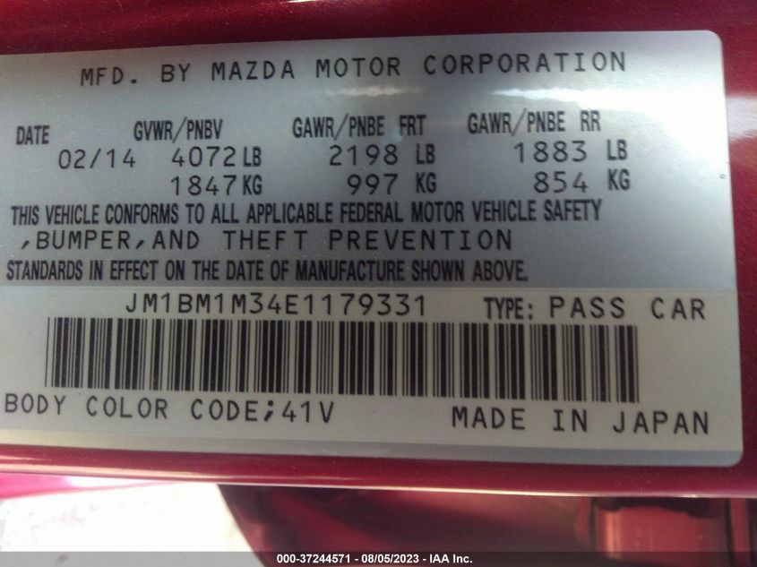 2014 MAZDA MAZDA3 S GRAND TOURING - JM1BM1M34E1179331