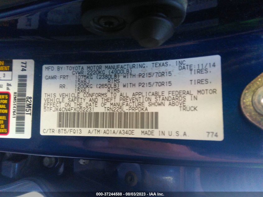 2015 TOYOTA TACOMA - 5TFJX4CN4FX052231