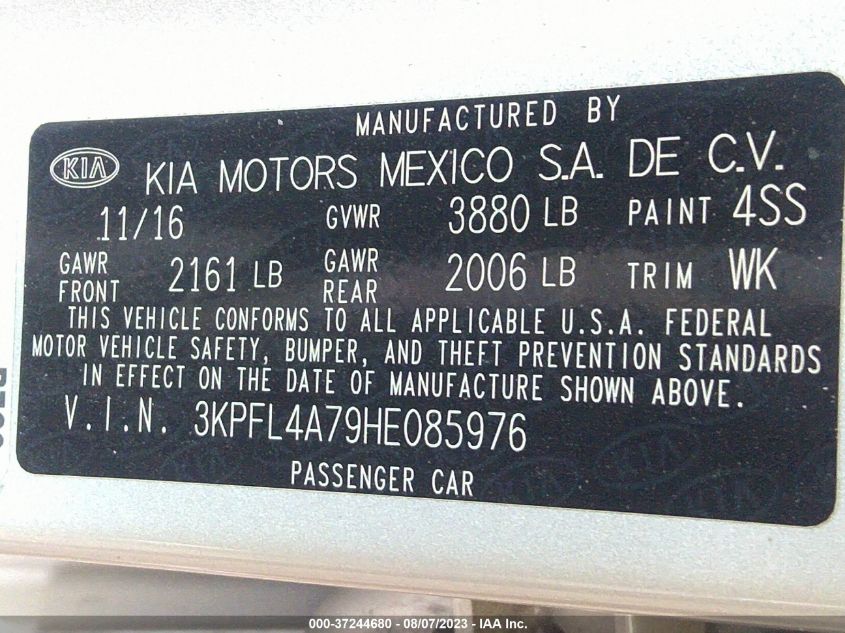 2017 KIA FORTE LX - 3KPFL4A79HE085976