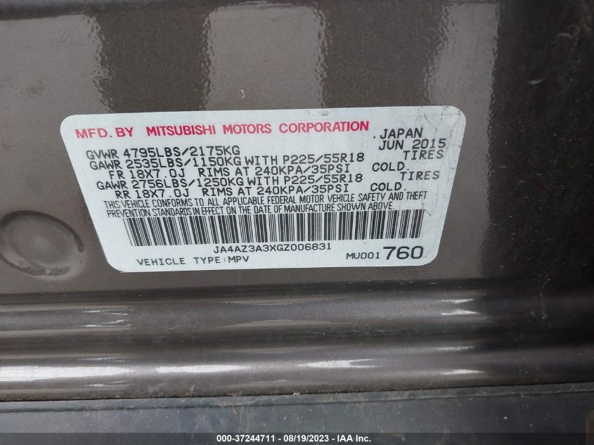 2016 MITSUBISHI OUTLANDER SE/SEL/ES - JA4AZ3A3XGZ006831