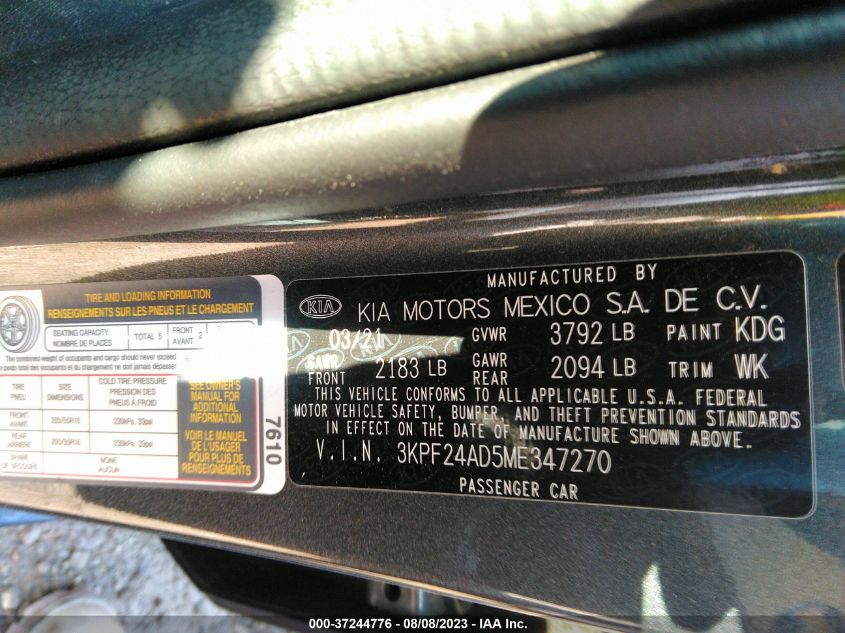 2021 KIA FORTE LXS - 3KPF24AD5ME347270