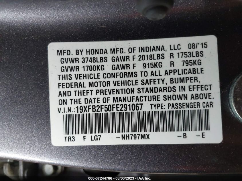 2015 HONDA CIVIC SEDAN LX - 19XFB2F50FE291067