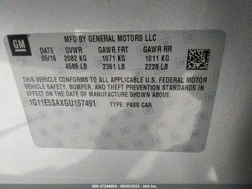 2016 CHEVROLET MALIBU LIMITED LTZ - 1G11E5SAXGU157491