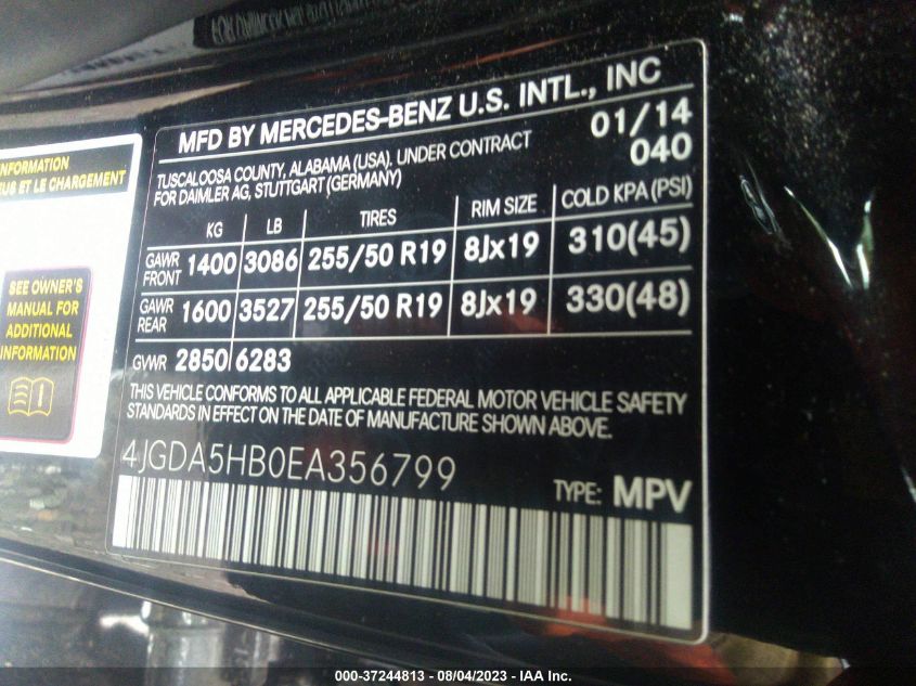 2014 MERCEDES-BENZ M-CLASS ML 350 - 4JGDA5HB0EA356799